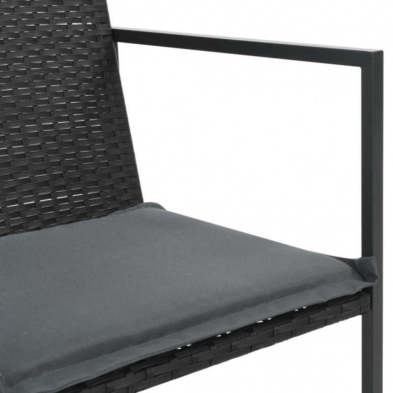 5-cz. zestaw mebli ogrodowych z poduszkami, rattan PE, czarny