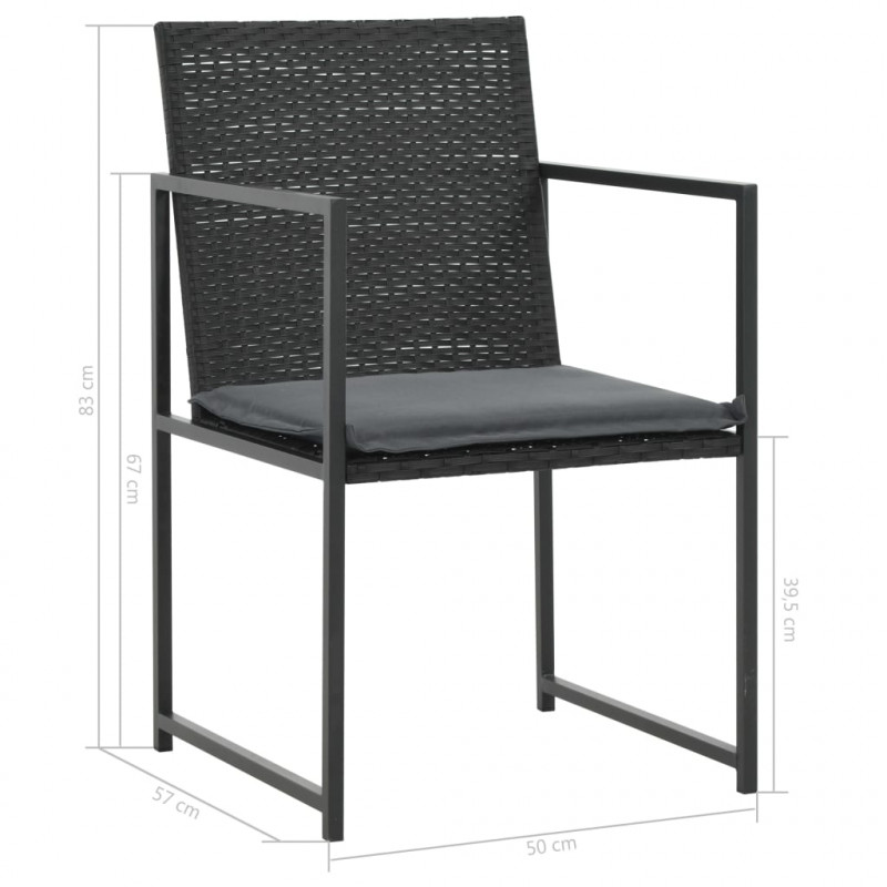 9-cz. zestaw mebli ogrodowych z poduszkami, rattan PE, czarny
