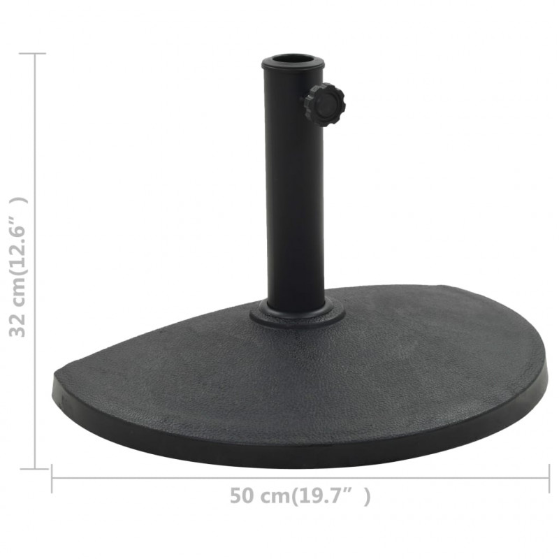 Podstawa pod parasol ogrodowy, półokrągła, żywica, 9 kg, czarna