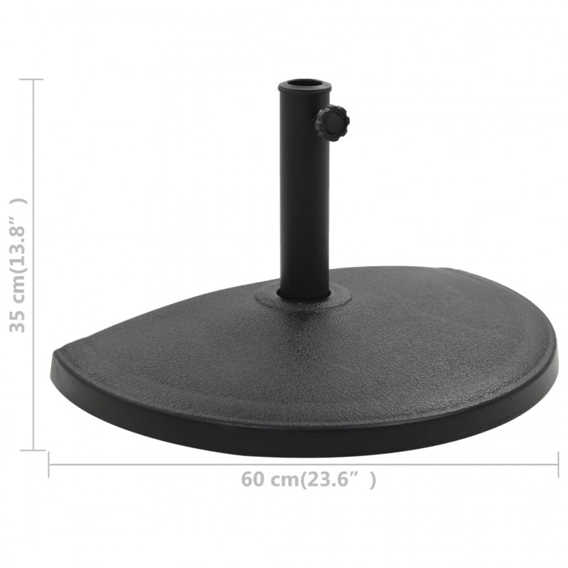 Podstawa na parasol ogrodowy, półokrągła, żywica, 15 kg, czarna