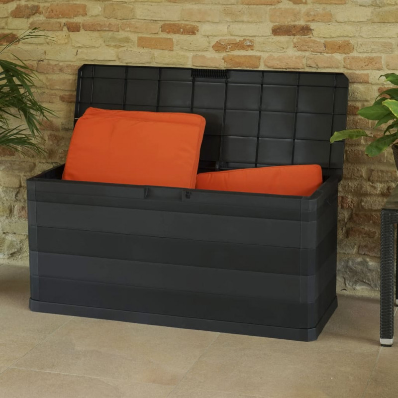 Skrzynia ogrodowa, czarna, 117 x 45 x 56 cm