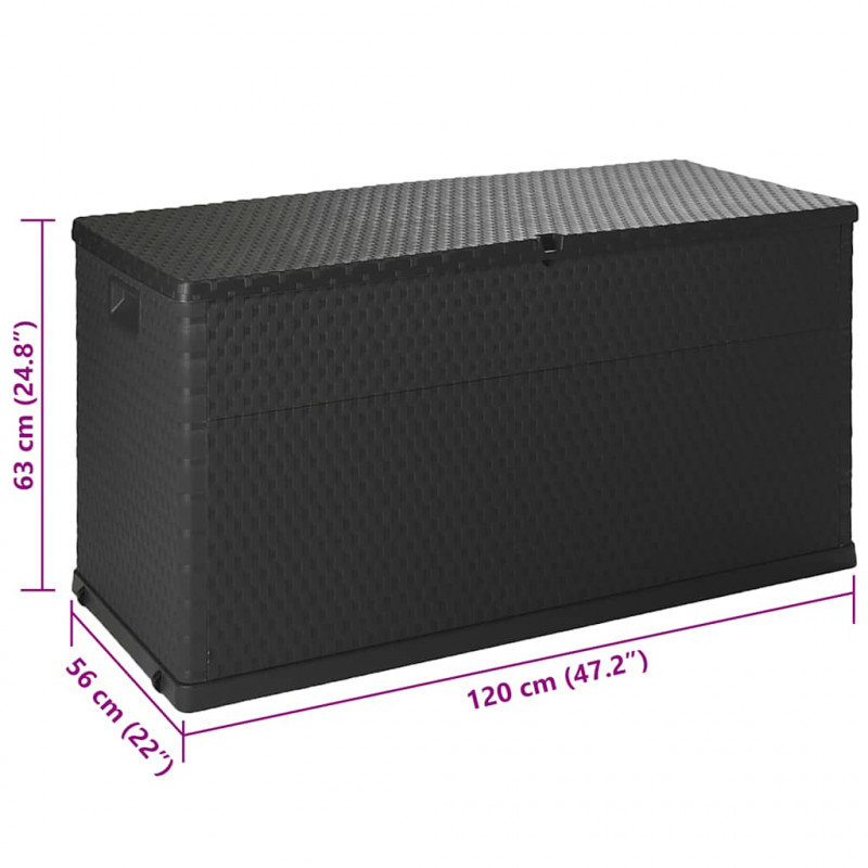 Skrzynia ogrodowa, antracytowa, 120x56x63 cm, rattan PP