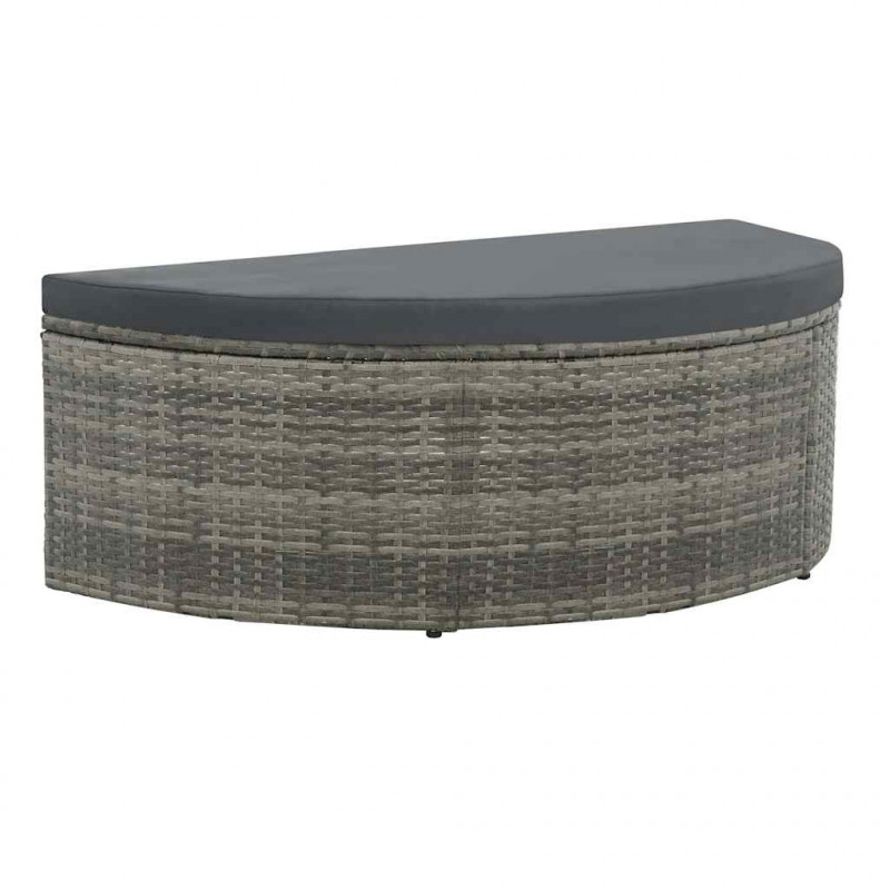 2-osobowa sofa z poduszkami i parasolem, polirattan, szara