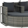 2-osobowa sofa z poduszkami i parasolem, polirattan, szara
