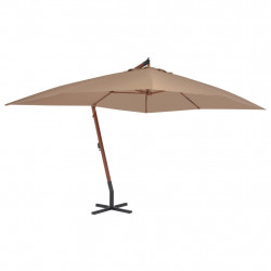 Wiszący parasol z drewnianym słupkiem, 400x300 cm, taupe