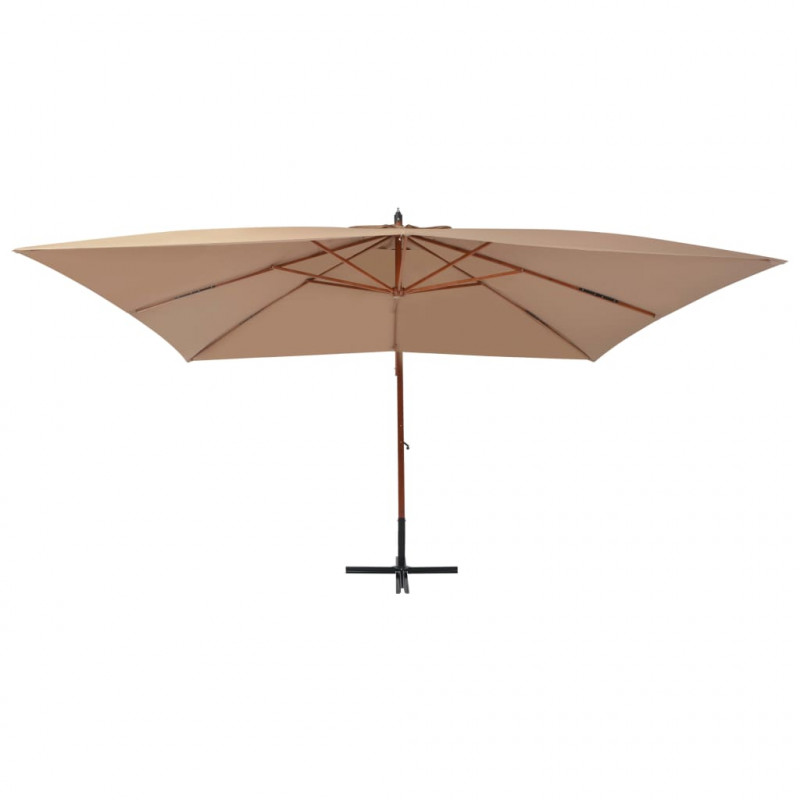 Wiszący parasol z drewnianym słupkiem, 400x300 cm, taupe