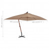 Wiszący parasol z drewnianym słupkiem, 400x300 cm, taupe