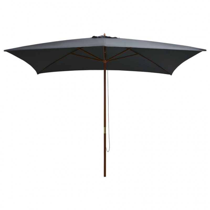 Parasol ogrodowy na drewnianym słupku, 200x300 cm, antracytowy
