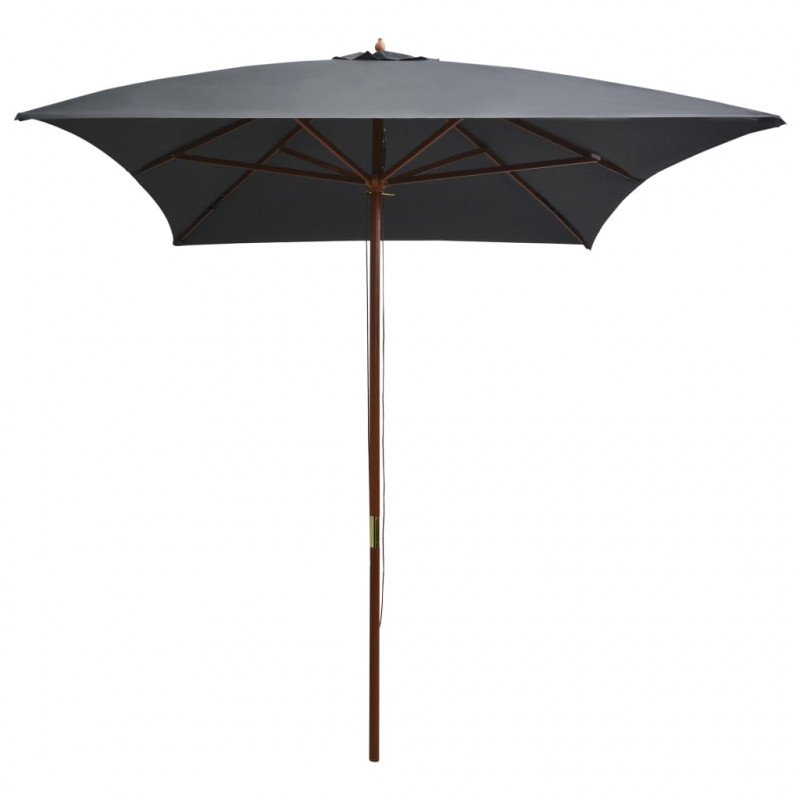 Parasol ogrodowy na drewnianym słupku, 200x300 cm, antracytowy