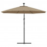 Parasol wiszący z LED i stalowym słupkiem, 300 cm, taupe