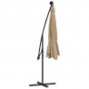 Parasol wiszący z LED i stalowym słupkiem, 300 cm, taupe