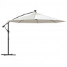 Parasol wiszący z LED i metalowym słupkiem, 350 cm, piaskowy