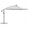 Parasol wiszący z LED i metalowym słupkiem, 350 cm, piaskowy