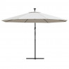 Parasol wiszący z LED i metalowym słupkiem, 350 cm, piaskowy