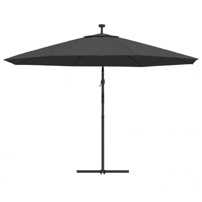 Parasol wiszący z LED i metalowym słupkiem, 350 cm, antracytowy