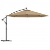 Parasol wiszący z LED i metalowym słupkiem, 350 cm, taupe