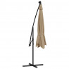 Parasol wiszący z LED i metalowym słupkiem, 350 cm, taupe