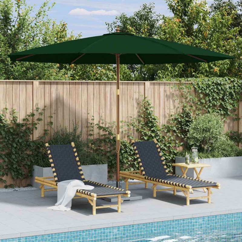 Parasol ogrodowy na drewnianym słupku, 350 cm, zielony
