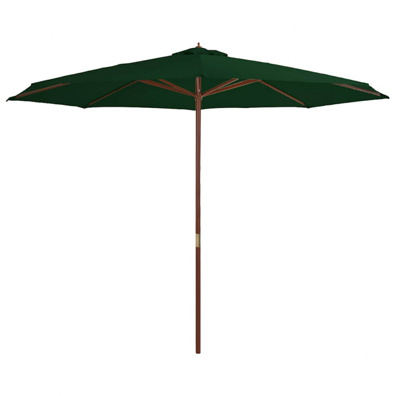 Parasol ogrodowy na drewnianym słupku, 350 cm, zielony