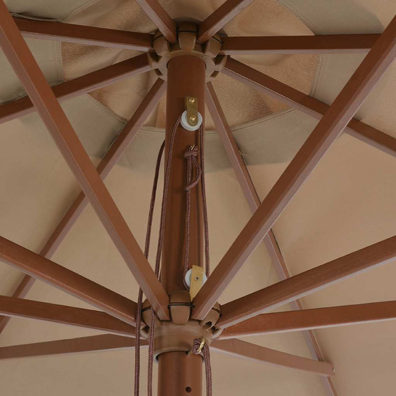 Parasol ogrodowy na drewnianym słupku, 350 cm, taupe