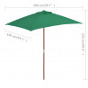 Parasol ogrodowy na drewnianym słupku, 150 x 200 cm, zielony