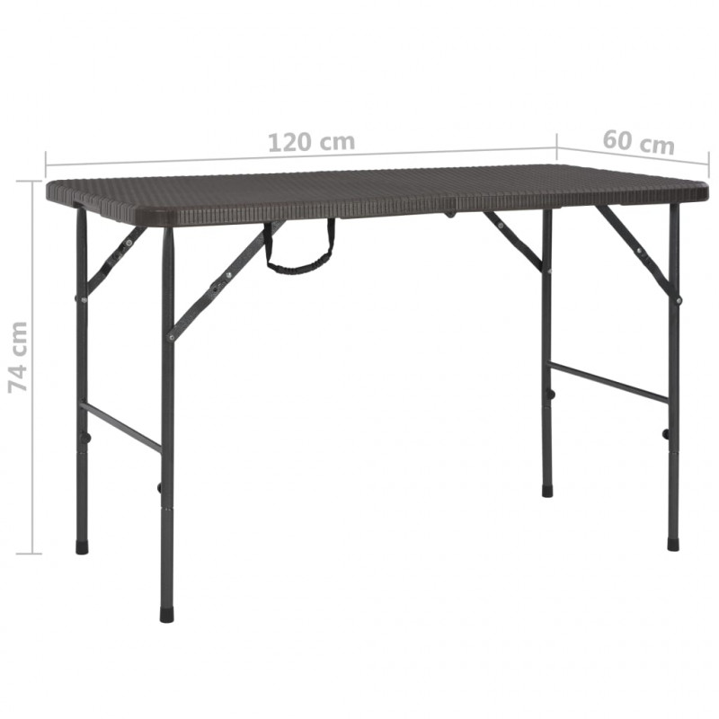 Składany stół ogrodowy, brązowy, 120x60x74 cm, HDPE
