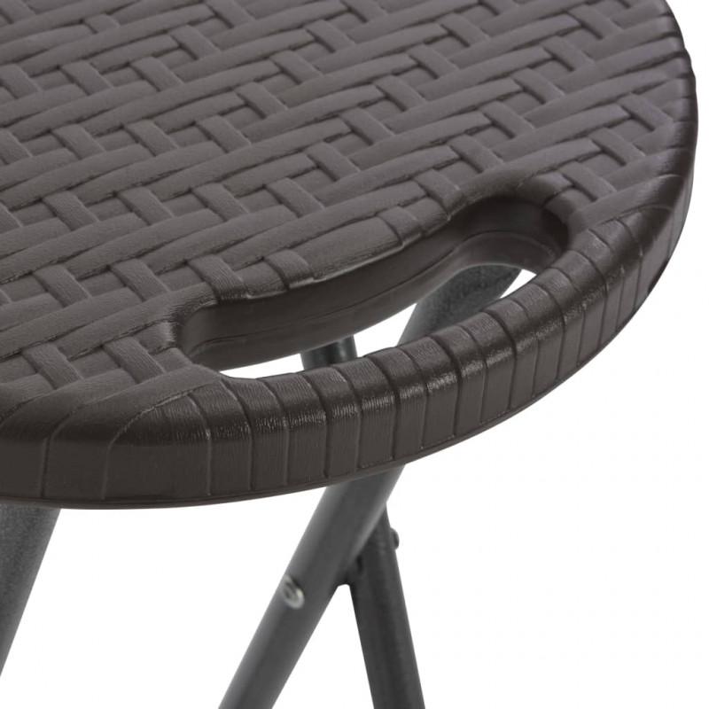Składane stołki, 2 szt., HDPE i stal, brązowe, rattanowy wygląd