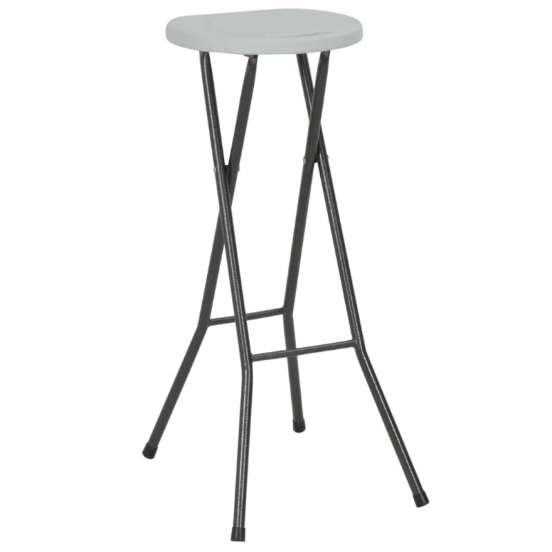 Składane stołki barowe, 2 szt., HDPE i stal, białe