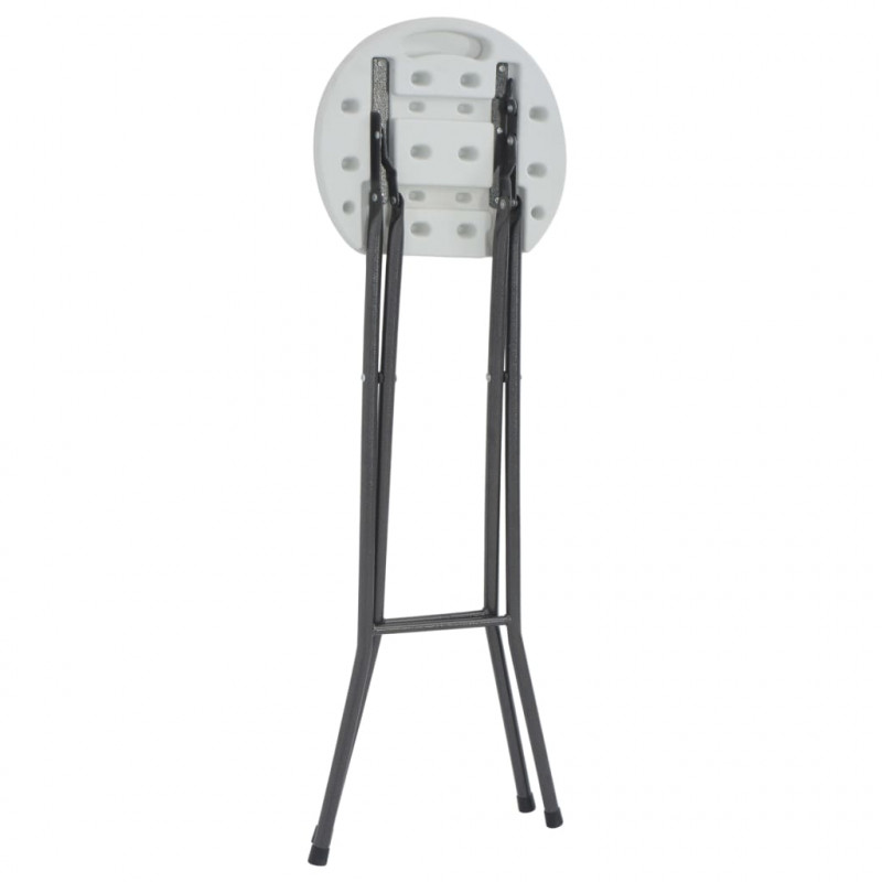 Składane stołki barowe, 2 szt., HDPE i stal, białe
