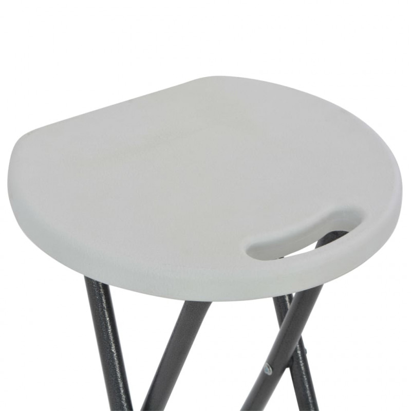 Składane stołki barowe, 2 szt., HDPE i stal, białe