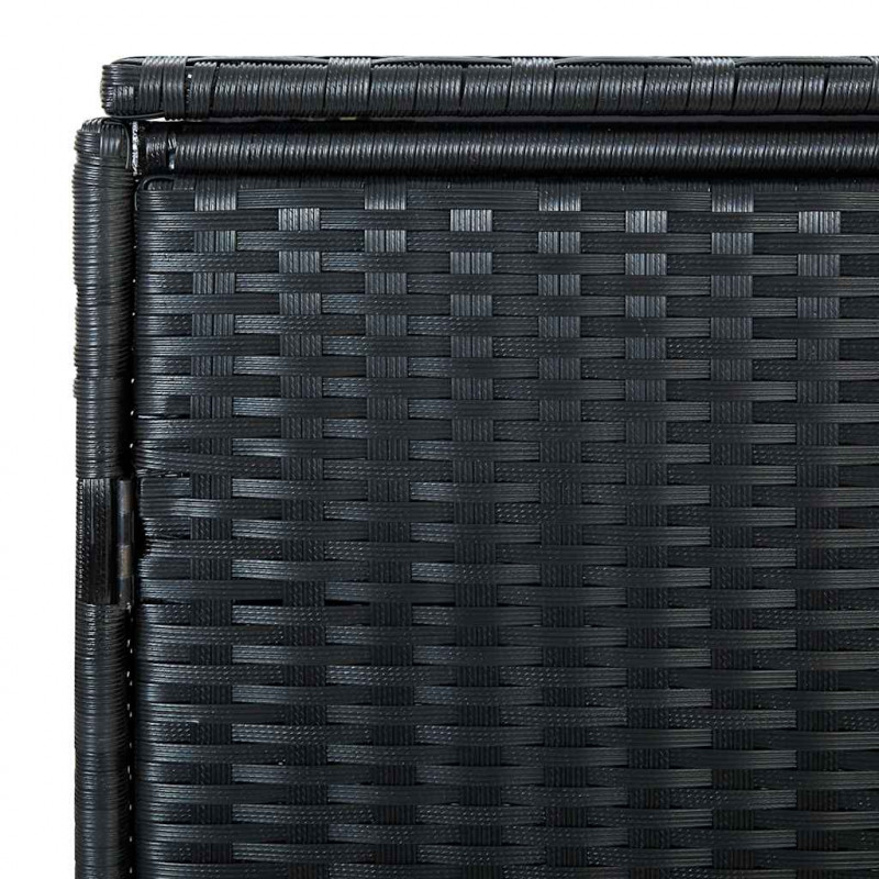 Osłona na 2 kosze na śmieci, polirattan, czarna, 148x80x111 cm