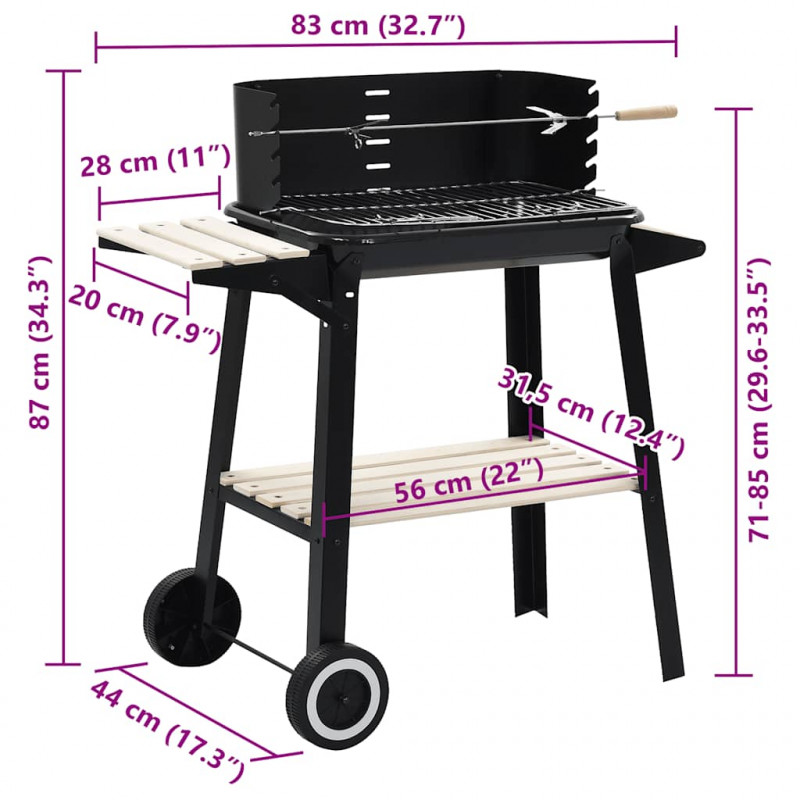 Stojak z kołami, na grill węglowy
