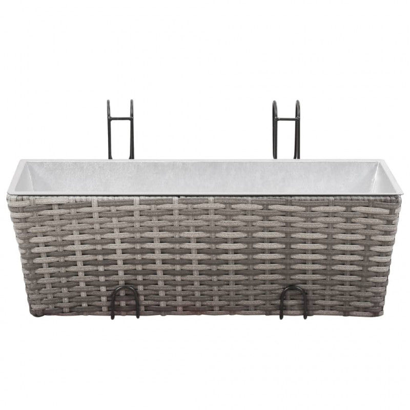 Podwyższone donice balkonowe, 2 szt., 50 cm, szare, polirattan