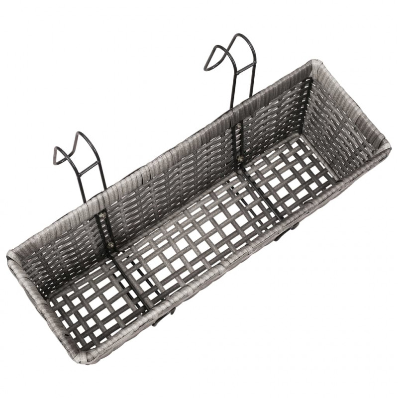 Podwyższone donice balkonowe, 2 szt., 50 cm, szare, polirattan