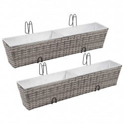 Podwyższone donice balkonowe, 2 szt., 80 cm, szare, polirattan