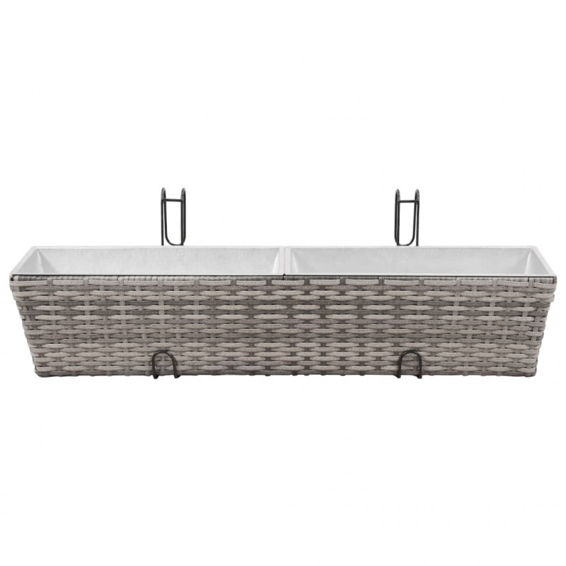 Podwyższone donice balkonowe, 2 szt., 80 cm, szare, polirattan