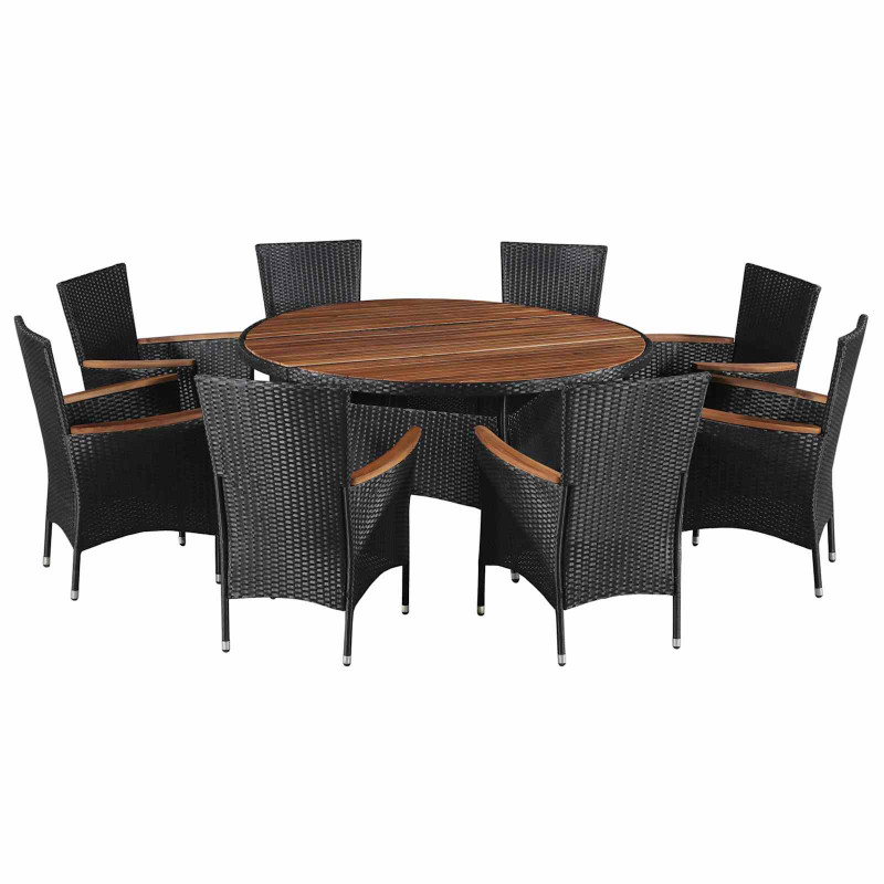 Zestawy mebli 9 pcs Czarny i kremowy polirattan