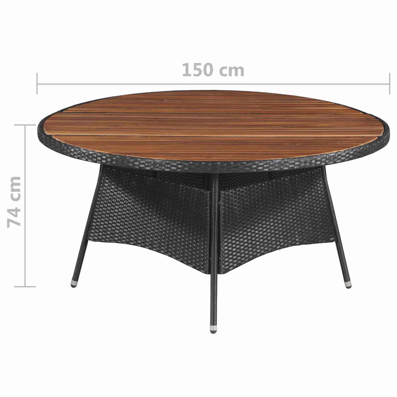 Zestawy mebli 9 pcs Czarny i kremowy polirattan