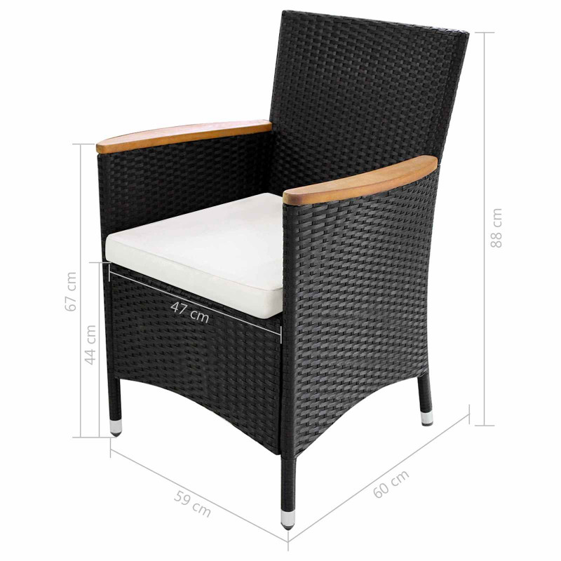 Zestawy mebli 9 pcs Czarny i kremowy polirattan