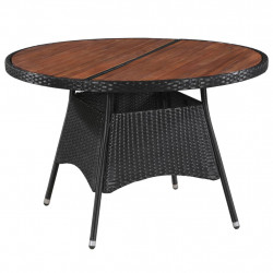 Stół ogrodowy, 115x74 cm, rattan PE i lite drewno akacjowe