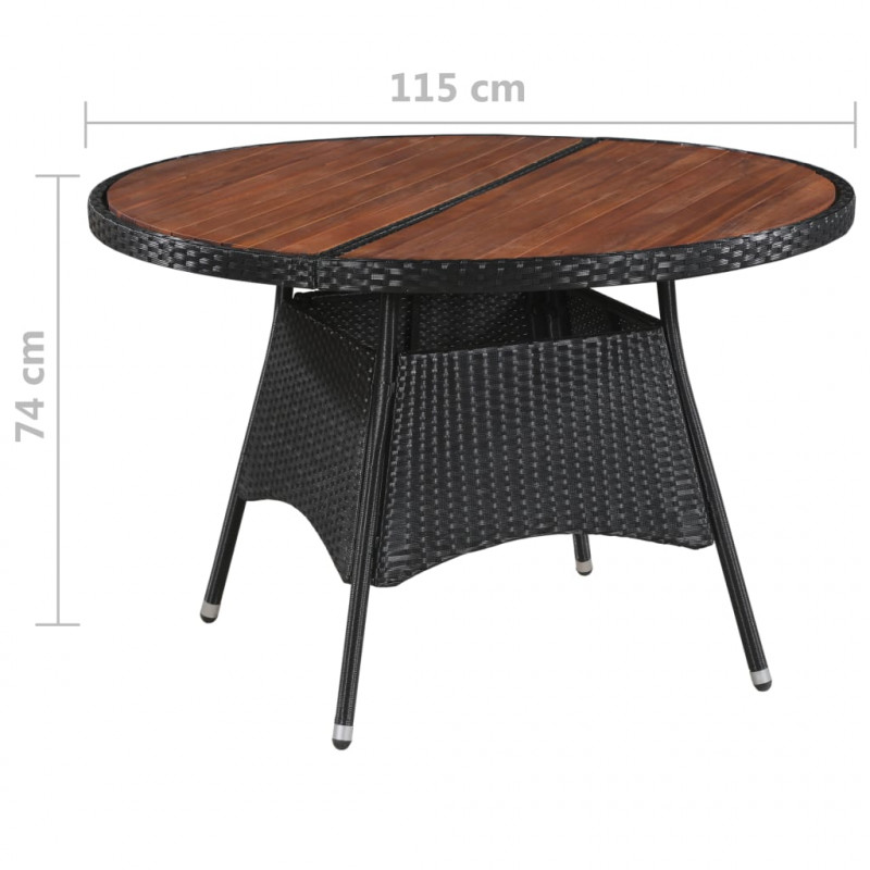 Stół ogrodowy, 115x74 cm, rattan PE i lite drewno akacjowe