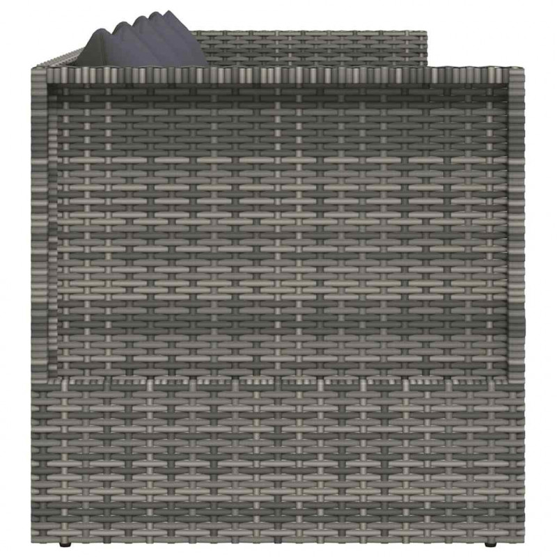 Leżanka ogrodowa, szara, 200 x 60 cm, rattan PE