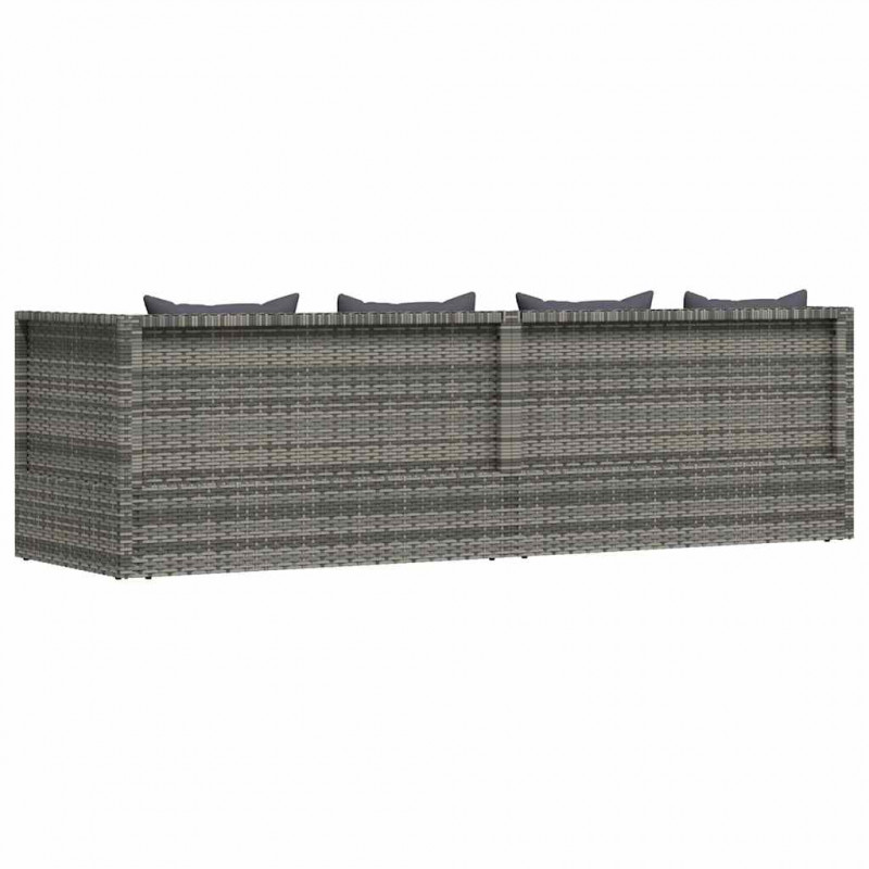 Leżanka ogrodowa, szara, 200 x 60 cm, rattan PE