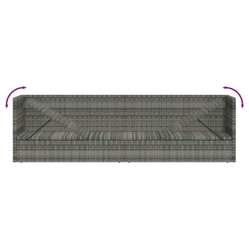 Leżanka ogrodowa, szara, 200 x 60 cm, rattan PE