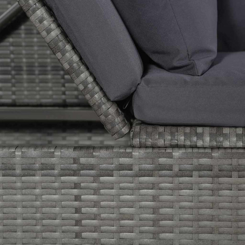 Leżanka ogrodowa, szara, 200 x 60 cm, rattan PE