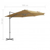 Parasol wiszący ze stalowym słupkiem, 300 cm, taupe