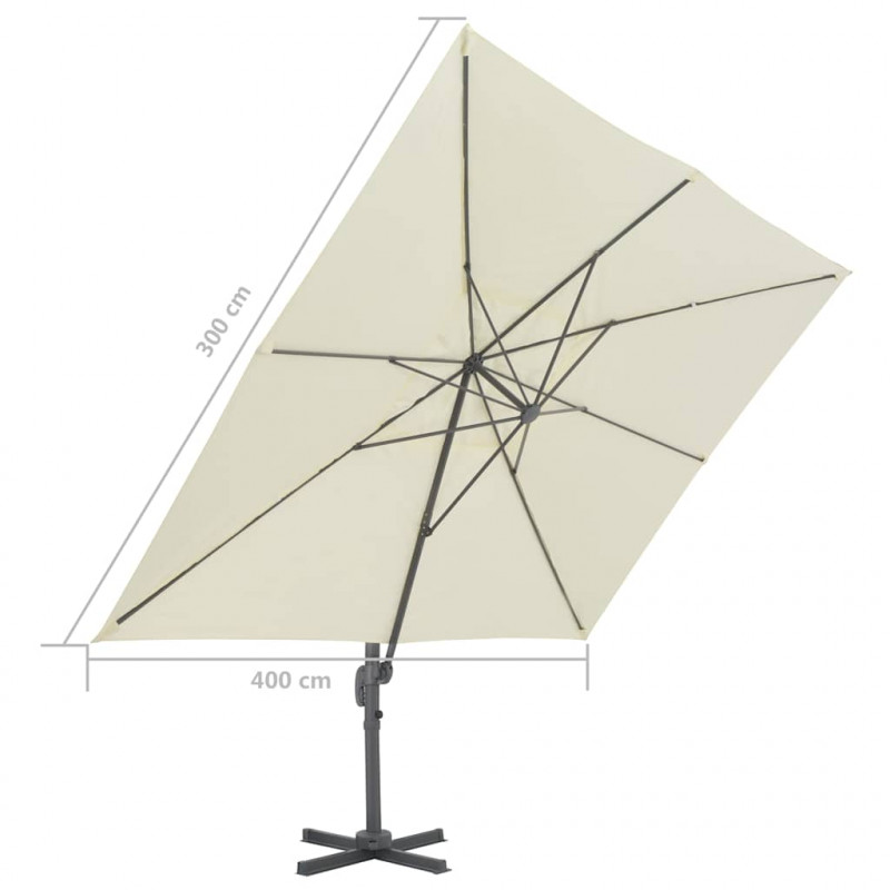 Parasol ogrodowy Cantilever z aluminiowym słupkiem 400x300 cm, piaskowy