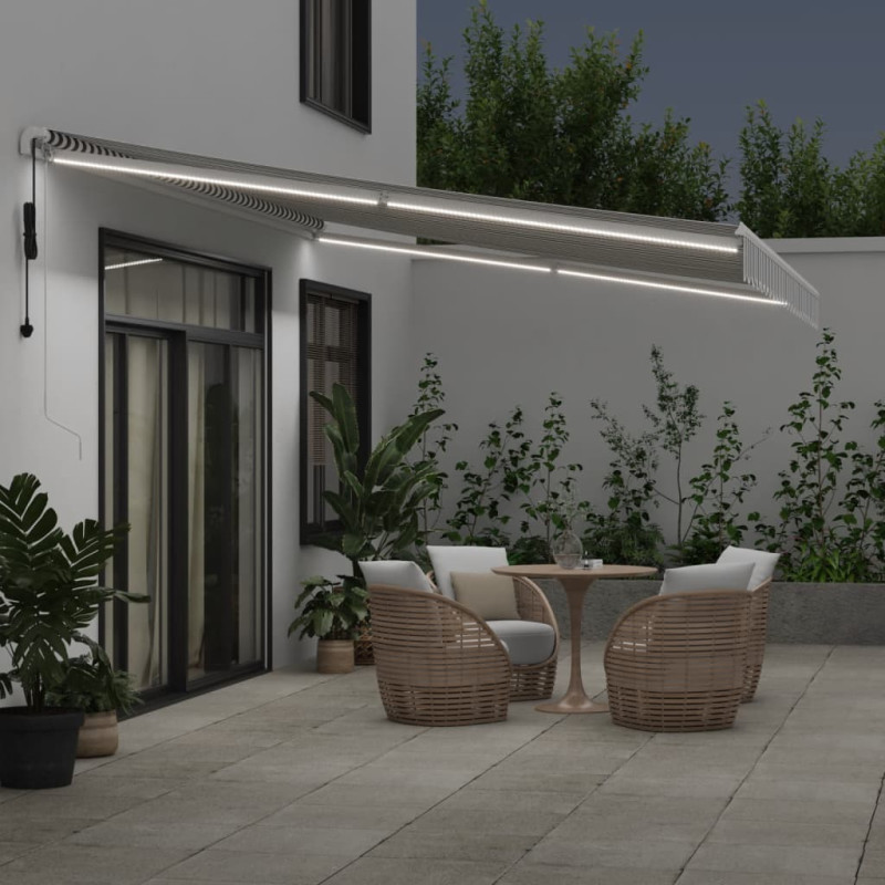 Automatyczna markiza z LED, antracytowo-biała, 500x350 cm