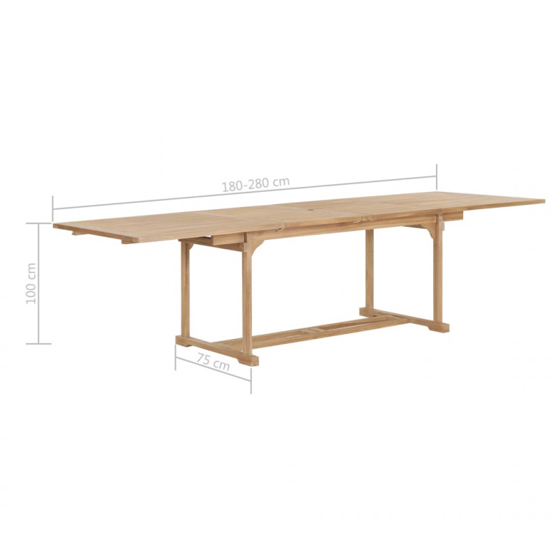 9-cz. zestaw mebli do ogrodu, 180-280x100x75 cm, drewno tekowe