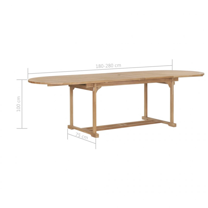 9-cz. zestaw mebli do ogrodu, 180-280x100x75 cm, drewno tekowe